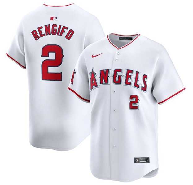 Men's Los Angeles Angels #2 Luis Rengifo White Home Limited Baseball Stitched Jersey Dzhi